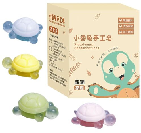 4 Stück Seife In Schildkrötenform | Kaltgepresstes Naturseifenstück | Seife Für Körperwäsche Oder Dekoration | 30G Süße Kleine Schildkrötenförmige Seife | Milde Handgefertigte Meeresschildkrötenseife