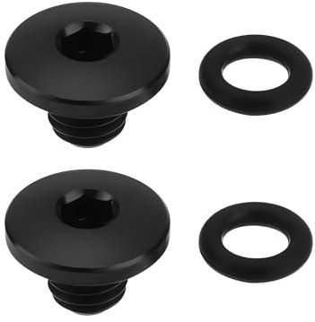 VGOL 2er-Set Fahrrad-Entlüftungsschraube O-Ring Ölkappenschraube für Geteilten Fahrradkörper TC4-Titanlegierung M5 X 10 Mm Schrauben Kompatibel mit Shimano XT SLX Zee Deore LX (schwarz)