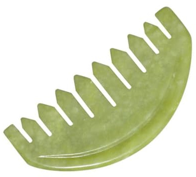 IWOWHERO Jadekamm Kopfmassagekamm Kopfpflegewerkzeug aus Grünem Jade 8,6 X 4,4cm für Kopfhautmassage Blutkreislaufstimulation und Haarpflege