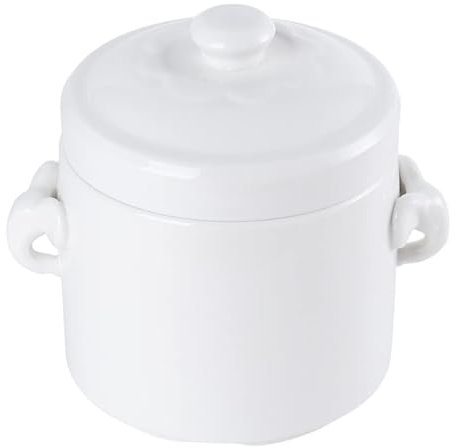 Gaxcent Suppenterrine Porzellan mit Deckel, Weiße Suppenschüssel Keramik für Restaurant Zuhause Küche Dekoration Suppentopf,Weiß,600ml