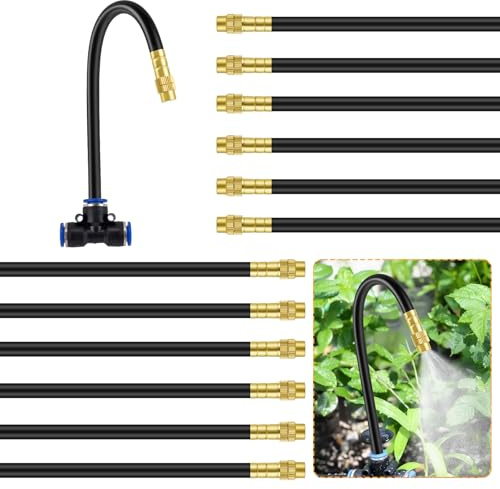 AOOWU Nebulizzatori Irrigazione, 12pezzi 8mm Ugello Nebulizzatore,Regolabile Ottone Ugello Nebulizzatore, regolazione universale, Adatto per di Irrigazione per Irrigazione per Giardino con Terrazza