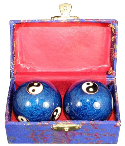 Chinesischer Baodingball - Massage für Meditationsübungen | 2 Stück Handübungsbälle Cloisonne natürlicher Nagellack mit Box, zur Entspannung der Hände