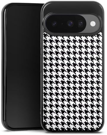 Silikon Hülle kompatibel mit Google Pixel 10 Case schwarz Handyhülle kariert schwarz weiß