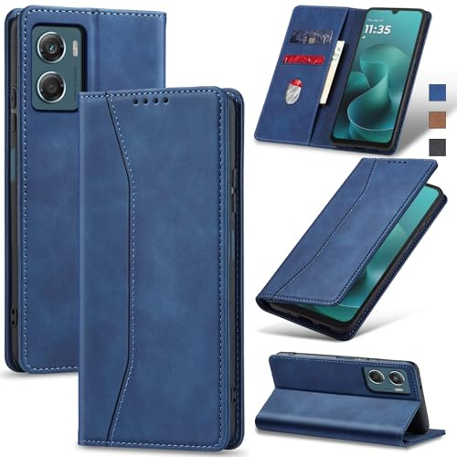 Jasonyu Wallet Case for Motorola Moto G06, Flip PU Leather, Blue | Card Holder, Kickstand, Magnetic Closure, Shockproof TPU, Folio Flip Phone Cover