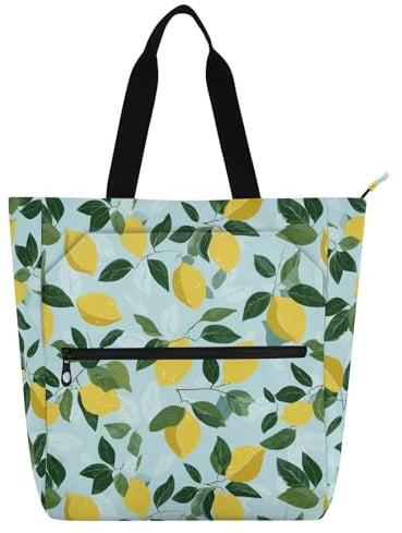 decor gift Borsa per libri per bambini e adulti, stile limone, acqua, marmo, robusta, resistente, borsa per insegnanti, biblioteca, per università, shopping, spiaggia