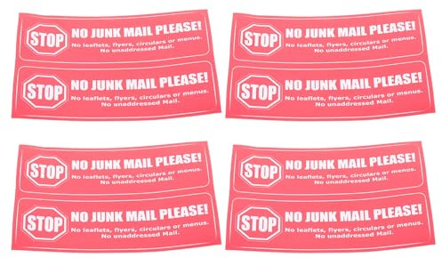 Alasum No Junk Mail Stickers for Mailbox – 8pcs Self-adhesive Warning Labels, Weatherproof Mailbox Signs for Residential and Commercial Outdoor Use