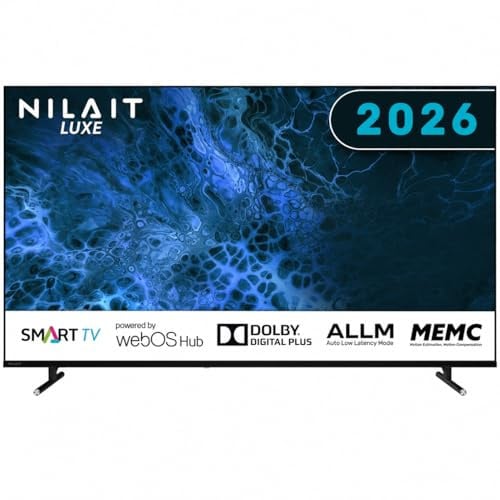 Nilait Smart TV 55 Pulgadas, QLED UHD 4K, WebOS, Colores Vivos, Baja Latencia, Bluetooth 5.1, x3 HDMI, x2 USB, WiFi, Smart TV Negra