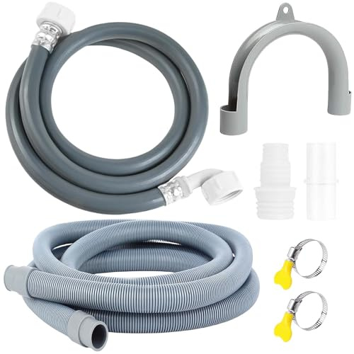 Zulaufschlauch Waschmaschine Geschirrspüler 2955 Anschluss Größe 3/4 Zoll Winkel/Gerade inkl. Dichtung I Wasserzulaufschlauch universell verwendbar Hersteller unabhängig (2.5M+3.5M)