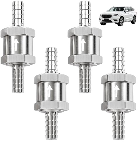 4PCS Clapets anti Retour 8mm en aluminium Valve Anti-Retour pour Essence Diesel Eau Huile, Clapet Carburant Universel pour Voiture Moto Bateau Système de Carburant Usage Polyvalent