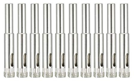 sourcingmap 10PCS 8mm Diamond Coated Hole Saws Drill Bits for Glass Ceramic Tile Marble Rock Porcelain Bottles Pots Brick