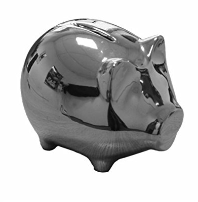 Holst Porzellan ACS 015 Geld- und Trinkgeld Sparschwein, Silber, 12.5 x 9 x 9.5 cm