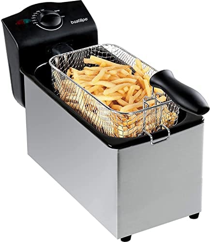 Bastilipo - Friggitrice elettrica da 3 litri, 2000W, acciaio inox, ciotola smaltata, FE-2000-3L