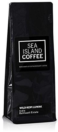 Wild Kopi Luwak Civet Cat Ground Coffee 125g Bag - India Balmadi Estate - For Cafetiere French Press Drip Filter V60 and Aeropress - Freshly Roasted To Order And Shipped Direct From Sea Island Coffee