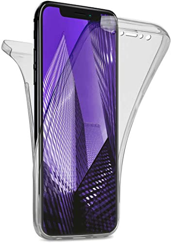 moex Double Case für Apple iPhone XS Max Hülle Silikon Transparent, 360 Grad Full Body Rundum-Schutz, Komplett Schutzhülle beidseitig, Handyhülle vorne und hinten - Grau