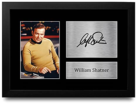 HWC Trading William Shatner A4 Gerahmte Signiert Gedruckt Autogramme Bild Druck-Fotoanzeige Geschenk Für Star Trek Tv-Show-Fans