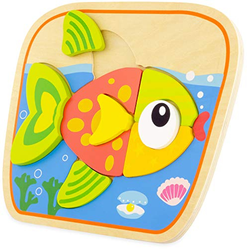 Ulysse Puzzle: Fisch (9 Stück) Holz, 1517, Mehrfarbig