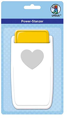 Ursus 19760001 - Power Stanzer groß, Herz, Motivbreite ca. 3,8 cm, aus Kunststoff mit Metallstanze, für verschiedene Papierstärken und andere Materialien