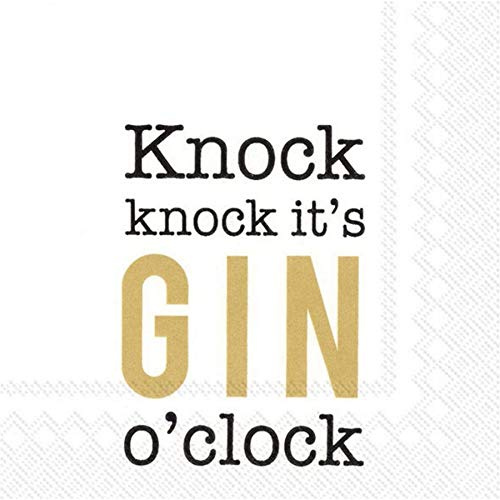 IHR Cocktail-Servietten, Papier, Motiv Knock Knock It's Gin O'Clock, 20 Stück