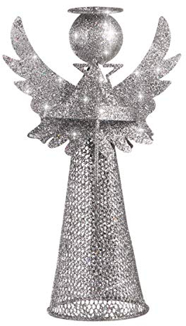 Amosfun Silberne Christbaumspitze Engel exquisit schimmernde Christbaumspitze Stern Baumspitze Weihnachtsbäume Topper Ornament für Zuhause Einkaufszentrum Weihnachtsbaum Dekor