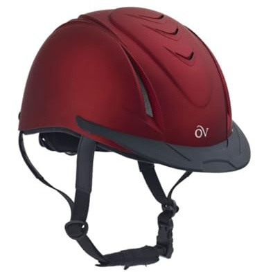 Ovation Adults' Equestrian Horse Riding Lightweight Comfortable Adjustable Low-Profile Metallic Schooler Helmet, Red, M/LG