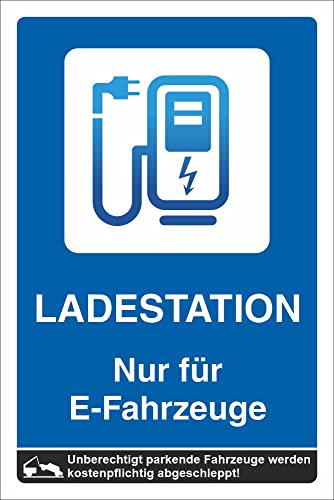 WERBEPUNKT. Schild Ladestation Elektrotankstelle E-Auto Elektroauto 3 mm Alu-Verbund - 600 x 400 mm