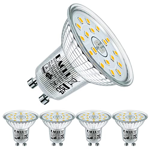 EACLL Bombillas LED GU10 Blanco Neutro 4000K, 6.5W Equivalente 95W Halógena, Pack de 4, Focos Sin Parpadeo AC 230V, 715 Lúmenes 120° Spotlight, Lámparas Reflectoras Más Cortas no Regulables