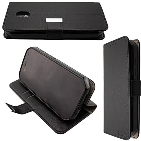 caseroxx Bookstyle Handytasche für Cat S42 / S42 H+ in schwarz – Klapphülle mit Kreditkartenfächern, Magnetverschluss, Standfunktion & Rundumschutz für Display und Gehäuse