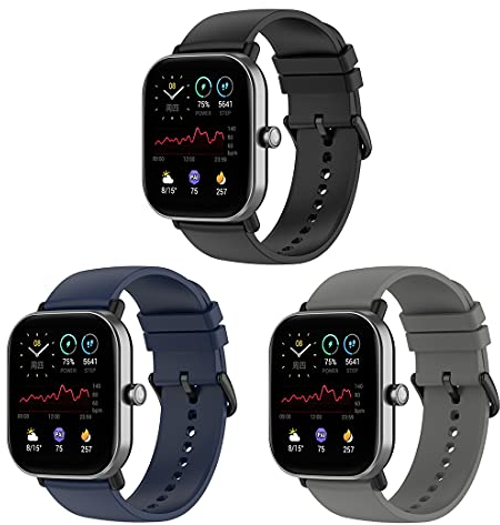 Bexido Armband Kompatibel mit Amazfit GTS/GTS 2/GTS 2e/GTS 2 Mini/GTR 42MM/Amazfit Bip U Pro/Bip S/Bip Lite, [3 Stück] 20mm Weiches Silikon Armbänder Ersatzarmband Uhrenarmband