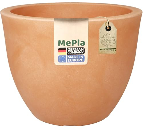 MePla Blumentopf Siena - runder Pflanzkübel - wetterfestes Pflanzgefäß - UV-beständiger Blumenkübel - Pflanzentopf - Kübel - ø30 - Terra