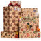 Larcenciel Weihnachten Geschenkpapier 6 Blatt, Weihnachtspapier mit Geschenkaufkleber, Braunes Vintage Kraftpapier mit Glöckchen Roten Früchten, Geschenkverpackungen für Neujahr, Urlaub (70 x 50 cm)