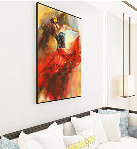 Spanische Flamenco Schönheit Tänzerin Kunst Öl Leinwand Gemälde Vintage Figur Poster und Drucke Wandkunst Bild Moderne Heimdekoration 60x85cm Rahmenlos