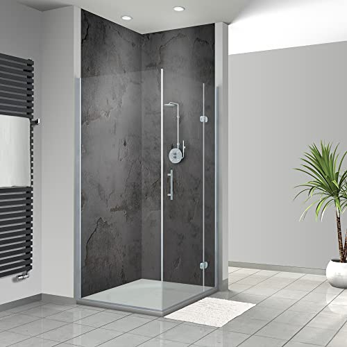WANDFREUDE individuelle Duschrückwand Aluverbundplatte auf Maß (2 Stück - Sichtbeton - Seidenmatt) – Dusche Wandverkleidung Duschwandverkleidung Duschrückwände