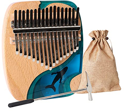 Musfunny Kalimba Daumenklavier 17 Schlüssel: Fingerklaviere Holz Mit Lehrmaterial Stimmhammer- Thumb Piano Delphin for Kinder Erwachsene Anfänger