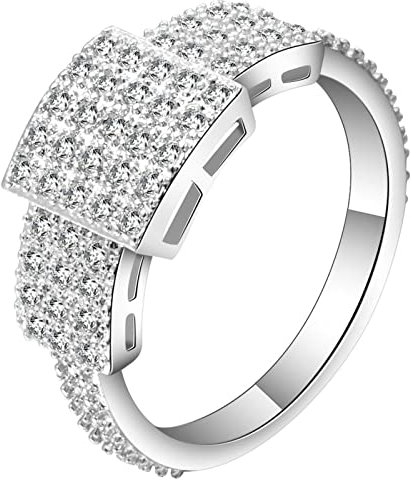 Whoiy Verlobungsring Viereckig, Schmuck Ring Silber Eheringe Ring 54 (17.2) Verlobungsring für Frauen