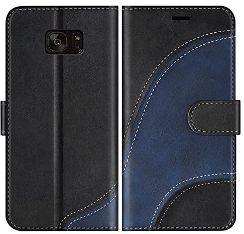 BoxTii Cover per Samsung Galaxy S7 Edge, Custodia in PU Pelle Portafoglio per Galaxy S7 Edge, Magnetica Cover a Libro con Slot per Schede, Nero