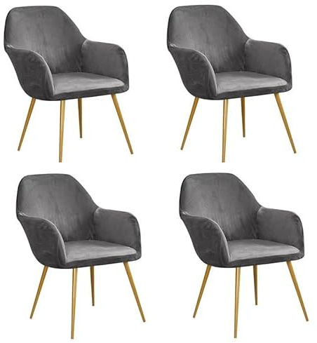 Stuhlhussen Mit Armlehne 2er/4er Set Samt Stuhlbezug Stretch Büro Computer Stuhlhusse Sitzflache Drehstuhl,Beige Abnehmbare Waschbar, Für Haushalt & Wohnen, Esszimmer,Hotel (Color : A, Size : 4pcs)