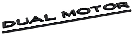 Funce Modell 3 Y Dual Motor Emblem Aufkleber Unterstrichen Badge Buchstaben Zubehör Kompatibel mit Tesla Model 3/Y/S/X (Matt Schwarz)