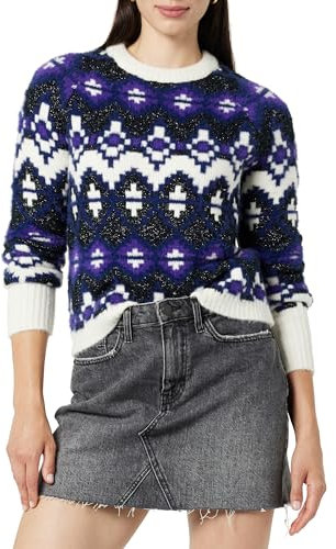 The Drop Maglione da Donna, Valeria, Stile Fairisle, Viola Scuro, XL