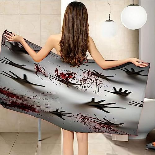 ANEEHA Mikrofaser Strandtuch Handabdruck Handtuch Groß 80x160 Strandhandtuch Blut Badetuch Schnell Trocknendes Sandfreies Weiches Strandlaken, Strandtücher, Badehandtuch