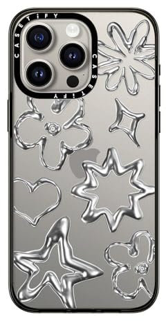 CASETiFY Compact Case for iPhone 15 Pro Max [2X Military Grade Drop Tested / 4ft Drop Protection] - Chrome Doodles - Clear Black