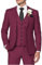 HUUTOE Costume 3 pièces élégant pour homme, type smoking, coupe ajustée, avec blazer, gilet et pantalon, pour l’été, mariage, bal de fin d'année, affaires, rouge vin, Taille 6XL