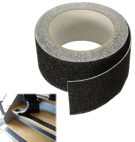 Bande Antidérapante Adhésive, Ruban Autocollant Anti-Dérapante, Bande Antidérapante Escalier, Bande Sécurité Antidérapant, Aux Escaliers Intérieurs et Extérieurs,Imperméable, 5cm*3m, Noir
