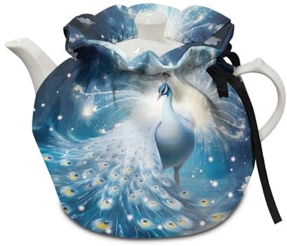 Poceacles Peacock Tea Cosy for Teapot Tea Pot Dust Cover Keep Warm Breakfast Pot Protector Cover Washable Kettle Cover for Teapot Coffee Pot for Hotel Tea Party Restaurant, Blue
