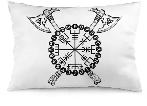 Zhimahou 50 x 35 cm große Kissenbezüge, Wikinger, skandinavische Axt der Ehrfurcht Runen, Stuhlkissen, Sofakissen, Sitzkissenbezüge, Bett-Kissenbezüge