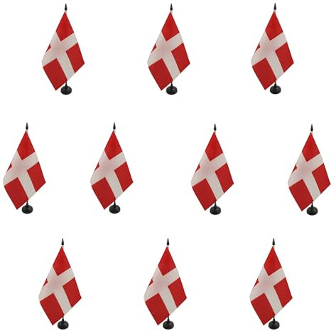 AZ FLAG - Lot de 10 Drapeau De Table Savoie 21x14 cm - 10 Petits Drapeaux Savoyard De Bureau 100% Polyester Avec Hampe De 25cm Et Socle En Plastique Noir