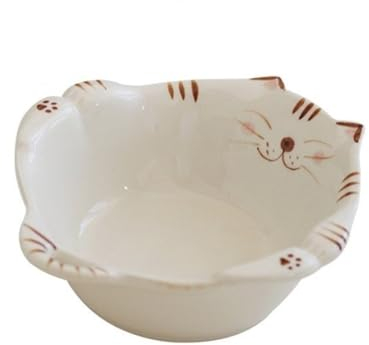 JKUHA Plato japonés for gatitos de 6 pulgadas, plato de cerámica bajo vidriado pintado a mano Wabi-sabi, plato de postre for ensalada for el hogar(White)