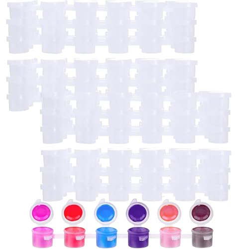 MOUYAT 200 Strips 1200 Pots Paint Pots with Lids, Empty 3ml Paint Pots, Mini Paint Cups, Small Paint Strips Pot for Glitter, Painting, Bead