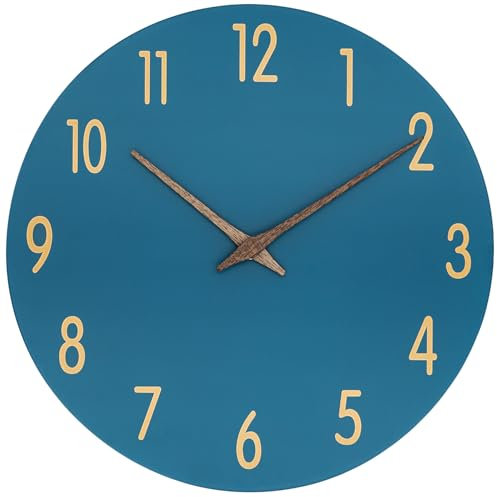 HZDHCLH Wanduhr Holz Ohne Tickgeräusche MDF Modern Quartz Wanduhren 30cm Für Zimmer Zuhause KüChe Schlafzimmer BüRo Schule (Blau)