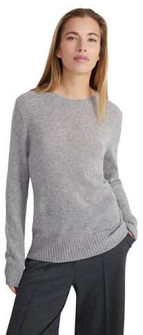 Style & Republic Kaschmir Pullover-Damen elegant aus 100% Cashmere - Dein kuscheliger Premium Strickpullover für stilvolle Herbst- & Winter-Momente Light Grey Melange XS