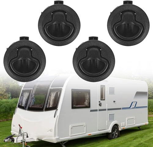 HEBERUCK 4 Pcs Serrures de Meubles, Serrure à poignée d'entrée pour Camping-Car, Caravane, Camping, Marine, Bateau, Noire